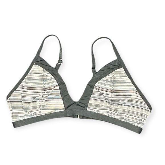 ATHLETA Women’s Black Gray Stripe Veracruz Swim Top Size Medium Style #228445 - Picture 3 of 7